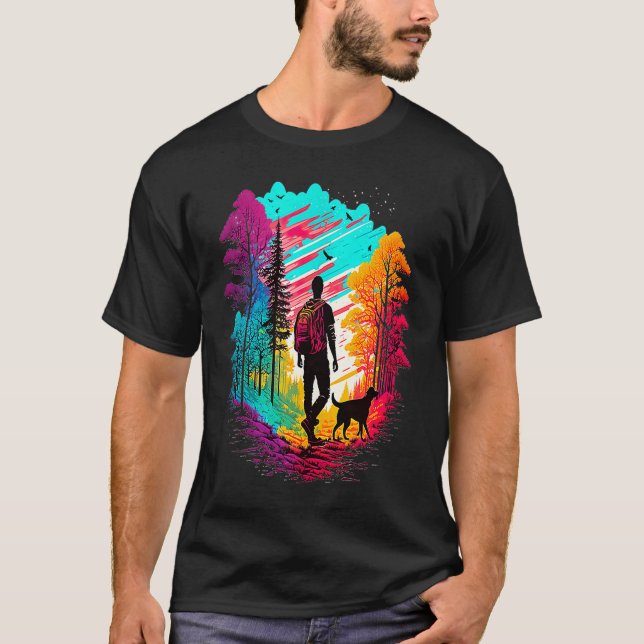 T-shirt Hiking with dog pilgrims camping mountains walking (Devant)