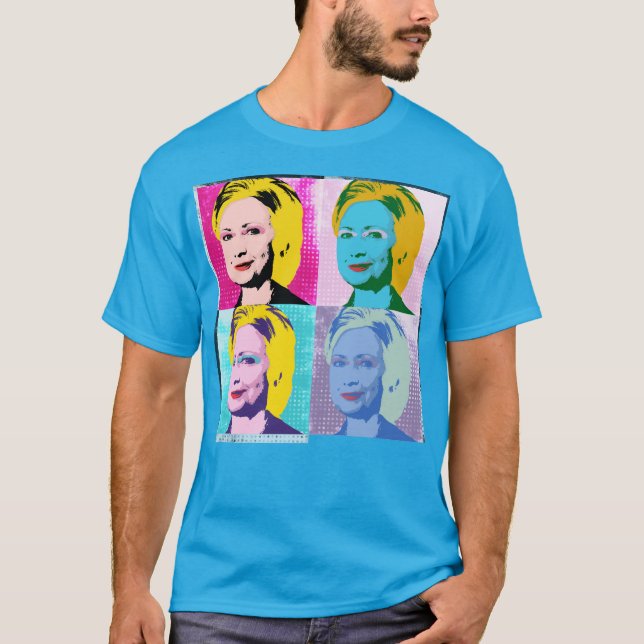T-shirt hillary 2016 pop art - - (Devant)
