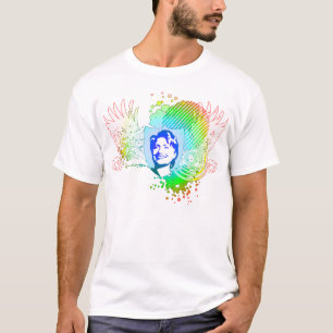T-shirt hillary clinton 08. fond arc-en-ciel.