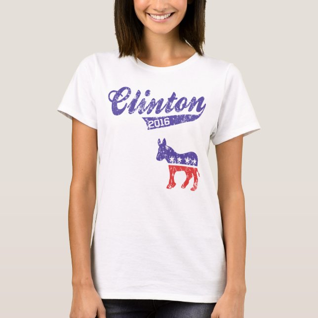 T-shirt Hillary Clinton 2016 Démocrates Sporty (Devant)
