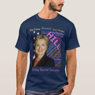T-shirt Hillary Clinton, Drapeau et mots d'attention T-shi