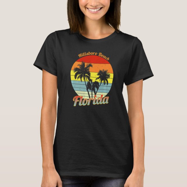 T-shirt Hillsboro Beach Floride Palmiers tropicaux rétro (Devant)