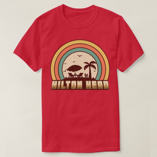T-shirt Hilton Head Beach Retro Sunset Style (Design devant)