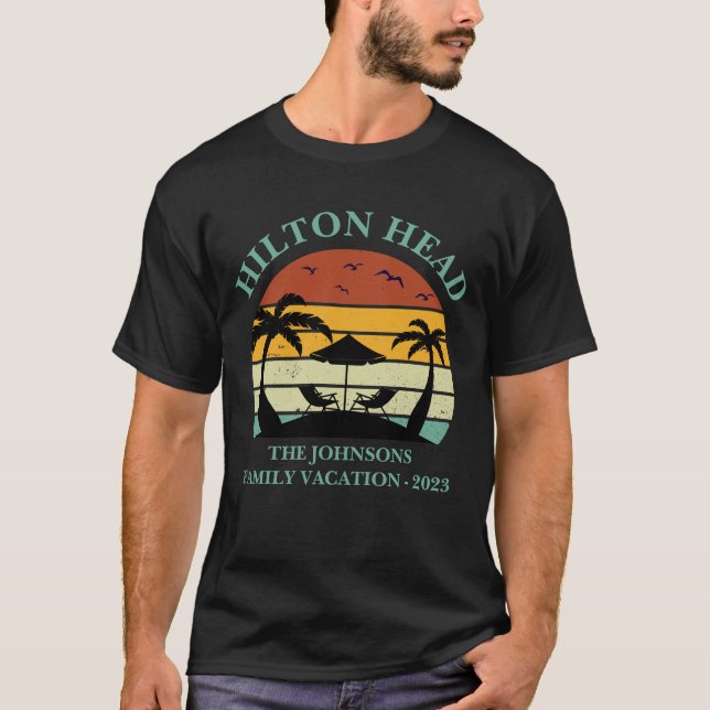 T-shirt Hilton Head Famille Vacances Monogram Beach (Devant)