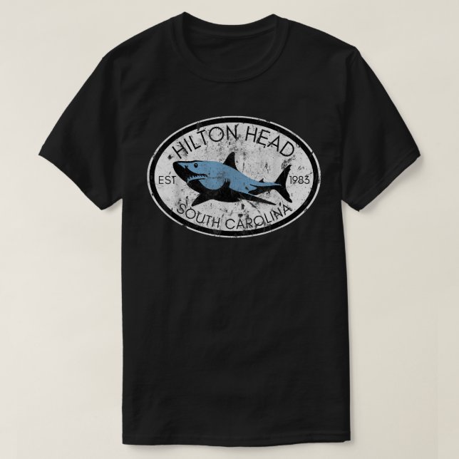 T-shirt Hilton Head Island South Carolina Fishing Requin W (Design devant)