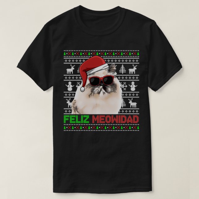 T-shirt Himalaya Chat Feliz Meowidad Funny Christmas Pullo (Design devant)
