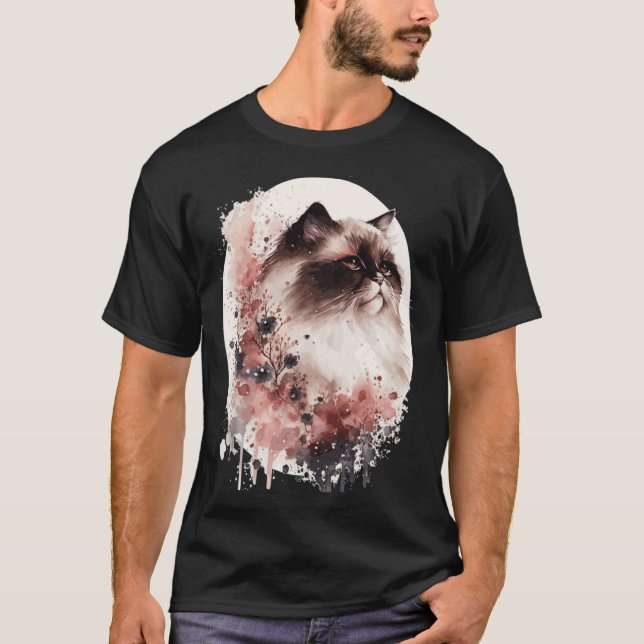 T-shirt Himalayan Cat Cherry Blossom Japanese Sakura (Devant)