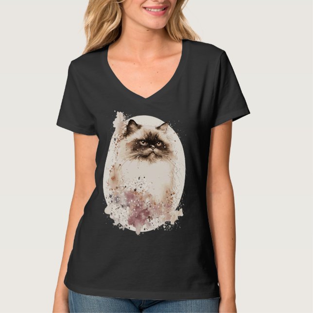 T-shirt Himalayan Cat Japanese Cherry Blossom Sakura (Devant)