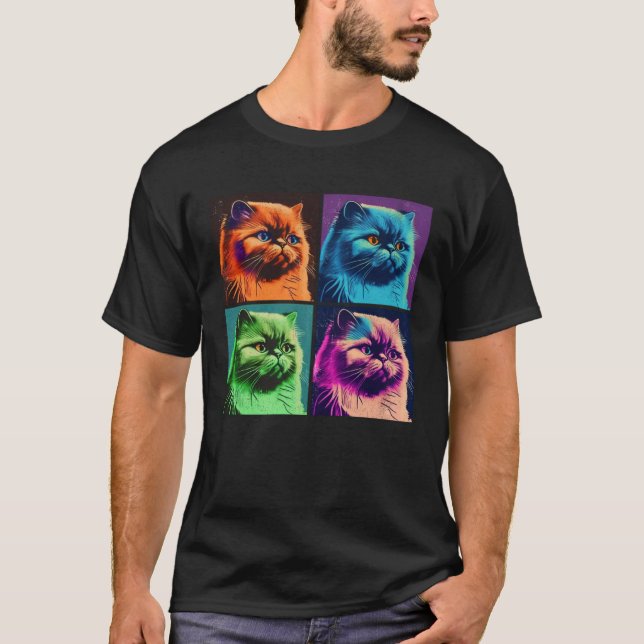 T-shirt Himalayan Cat Pop Illustration Colorful Animal (Devant)