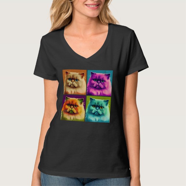 T-shirt Himalayan Cat Pop Illustration Colorful Animal  1 (Devant)
