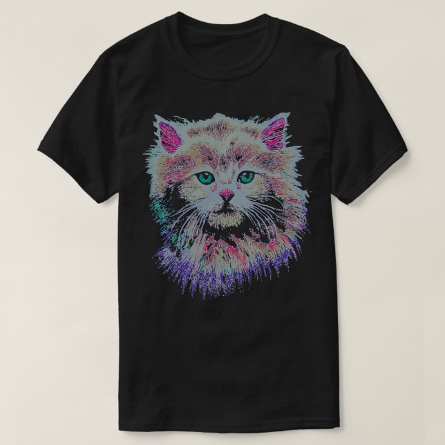 T-shirt Hip 80s Crazy Lady Retro Cat (Design devant)