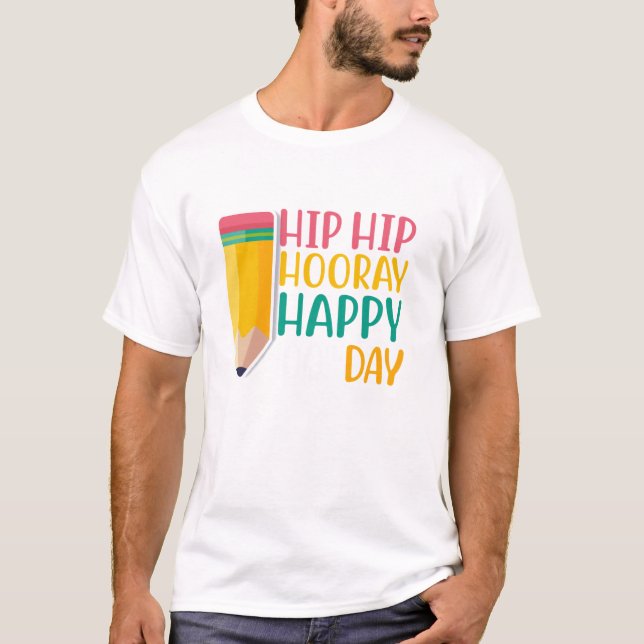 T-shirt Hip Hip Hooray Happy 100th Day Funny School Teache (Devant)