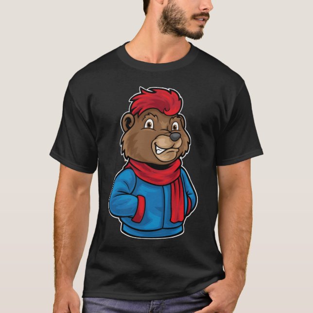 T-shirt Hip Hop Bear Funky Urban Cartoon Illustration retr (Devant)