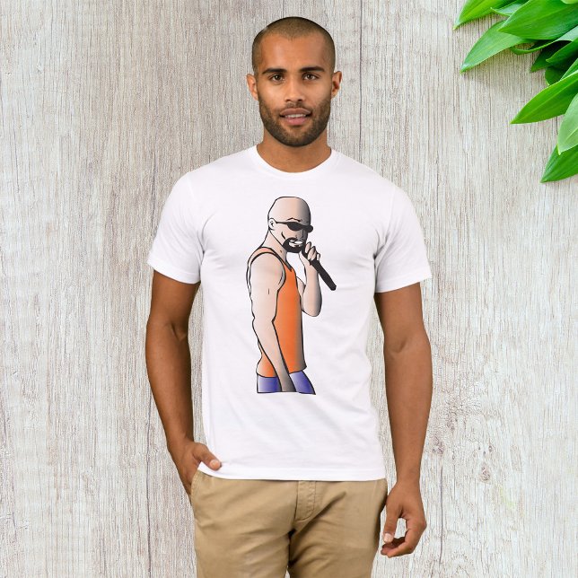 T-shirt Hip hop cool Bald Guy Singer avec microphone (Créateur téléchargé)