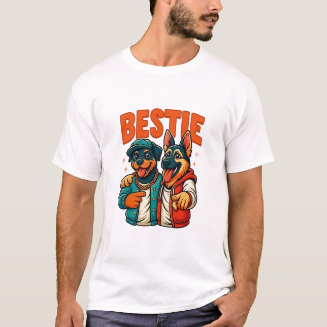 T-shirt Hip hop Dog Besties Chemise pour amis (Devant)