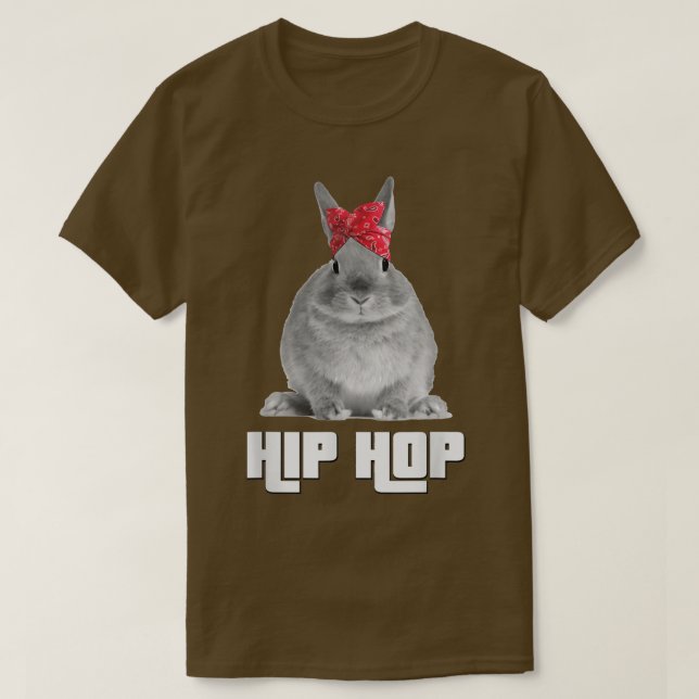 T-shirt Hip hop Gangsta Bunny Rabbit Pâques T avec Red Ba (Design devant)