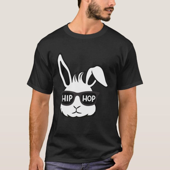 T-shirt Hip Hop Happy Easter  Bunny Glasses Rabbit Eggs Hu (Devant)