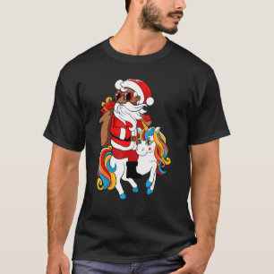T-shirt Hip hop noir Père Noël équitation Unicorne Afrique