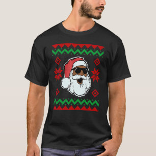 T-shirt Hip hop noir Père Noël laid Noël