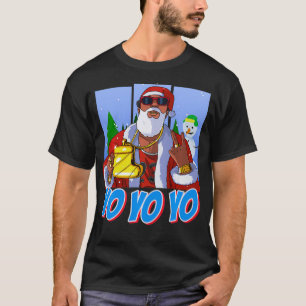 T-shirt hip hop Père Noël Gangster noir Gangster Rap Ghe