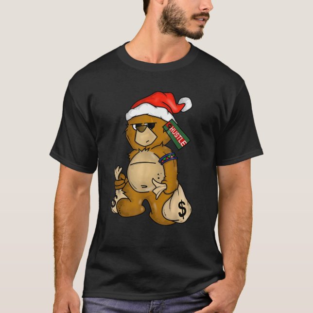 T-shirt Hip hop Vêtements Hommes Hipster Père Noël Teddy B (Devant)