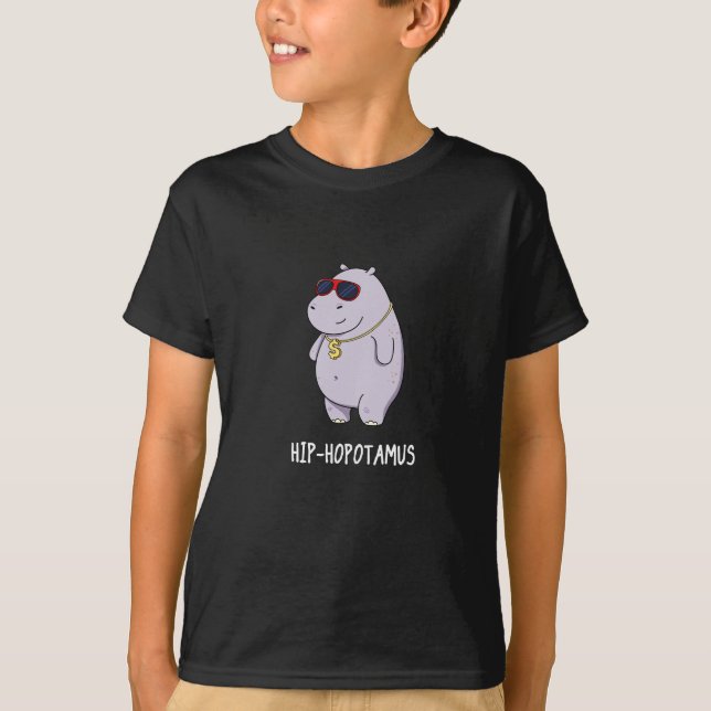 T-shirt Hip-Hopotamus Funny Hippo Pun Dark BG (Devant)