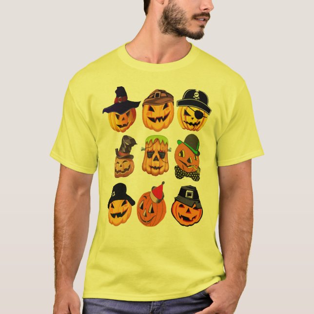 T-shirt Hip Jack Lanterns sculpté Citrouilles drôle Hallow (Devant)