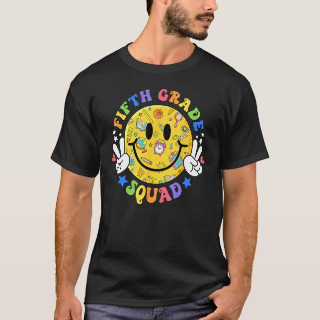 T-shirt Hippie 5th Fifth Grade Squad For Teacher Kids Back (Devant)