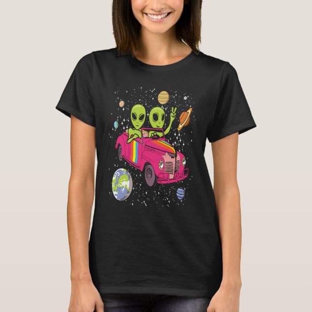 T-shirt Hippie Alien Space Car  Techno EDM Minimal Spacesh (Devant)