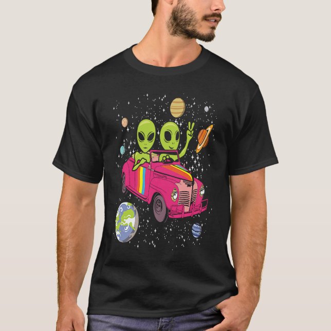 T-shirt Hippie Alien Space Car  Techno EDM Minimal Spacesh (Devant)