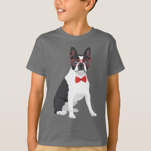 T-shirt Hippie Boston Terrier avec les verres et la