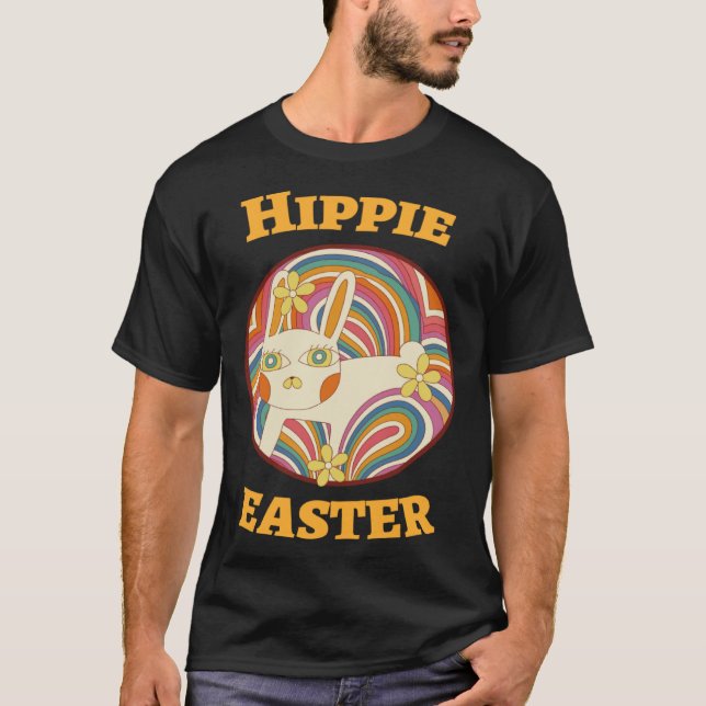 T-shirt Hippie Chasse aux oeufs de Pâques mignonne 60 s Jo (Devant)