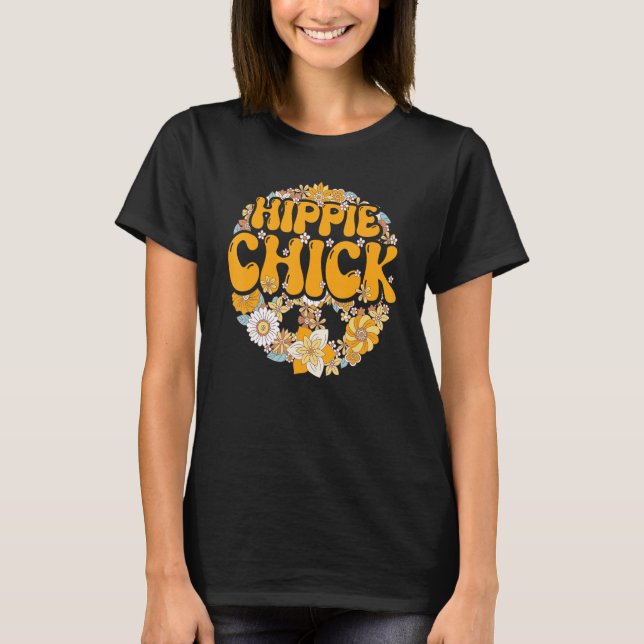 T-shirt Hippie Chick  Hippie Floral Groovy (Devant)