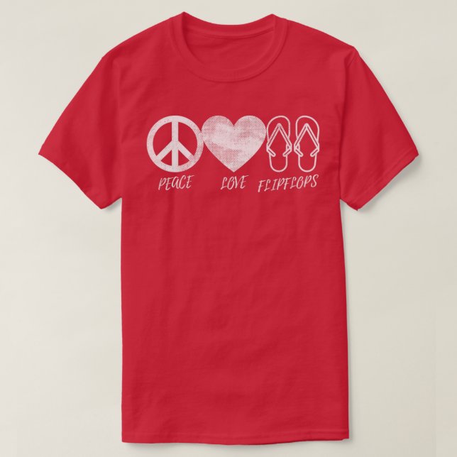 T-shirt Hippie Design Peace Love Flip Flops Plage Vibes Me (Design devant)