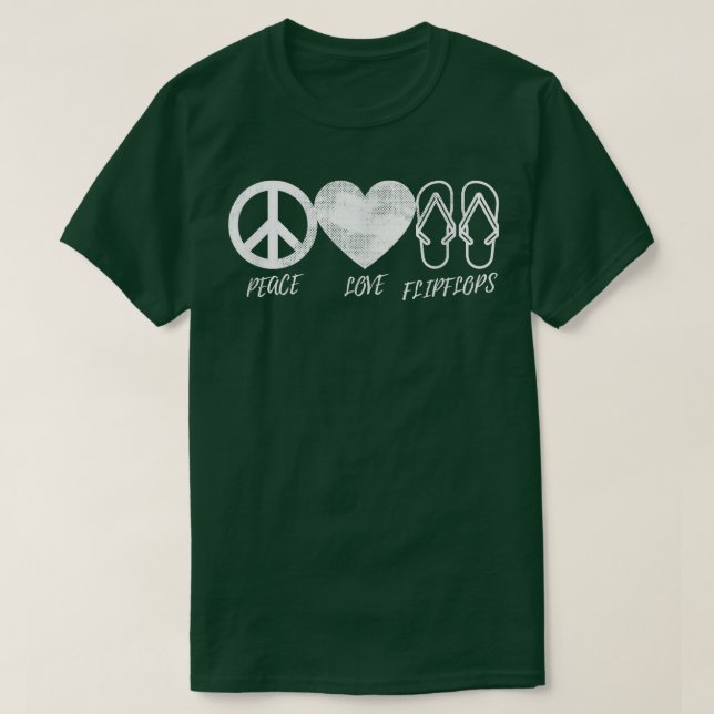 T-shirt Hippie Design Peace Love Flip Flops Plage Vibes Me (Design devant)