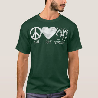 T-shirt Hippie Design Peace Love Flip Flops Plage Vibes Me