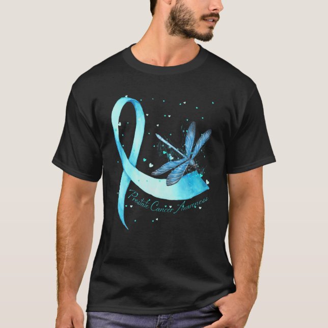 T-shirt Hippie Dragonfly Light Blue Ribbon Cancer de la pr (Devant)