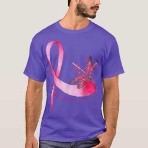 T-shirt Hippie Dragonfly Pink Ribbon Cancer du sein