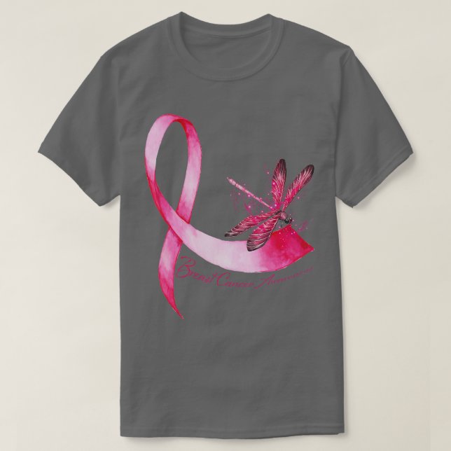 T-shirt Hippie Dragonfly Pink Ribbon Cancer du sein (Design devant)