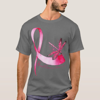 T-shirt Hippie Dragonfly Pink Ribbon Cancer du sein
