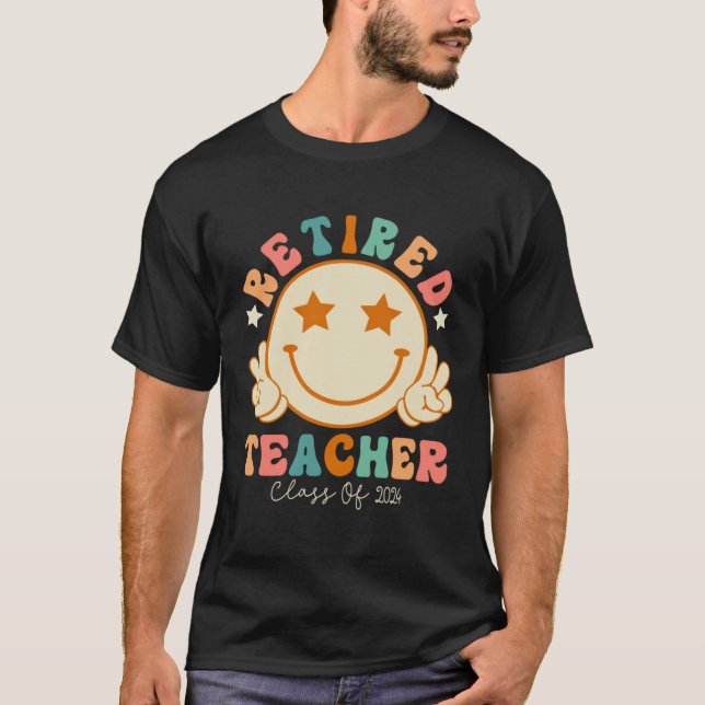 T-shirt Hippie Face Retired Teacher Class of 2024 Retireme (Devant)