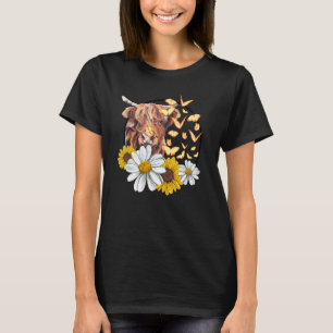 T-shirt Hippie Farm Animal Sunflower Scottish Highland Co