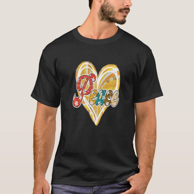 T-shirt Hippie Flower Peace Love Happy Soul (Devant)