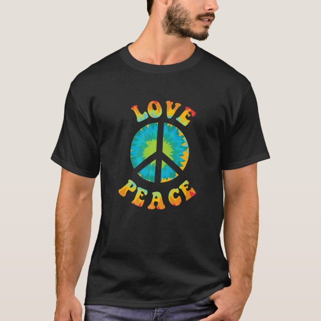 T-shirt Hippie Flower Peace Love Happy Soul (Devant)