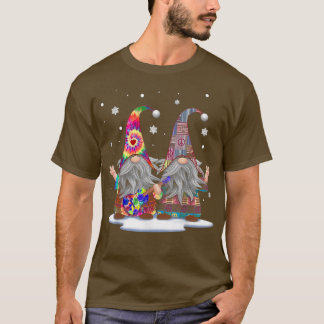 T-shirt Hippie Gnome Playing Guitar Tie Dye Hat Xmas Snow 