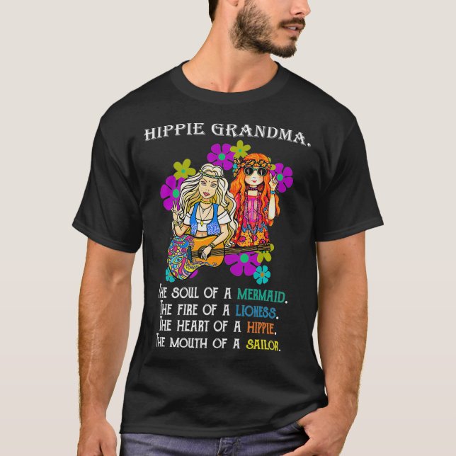 T-shirt Hippie Grandma Mimi Nana Gratuite Spirituelle Gyps (Devant)