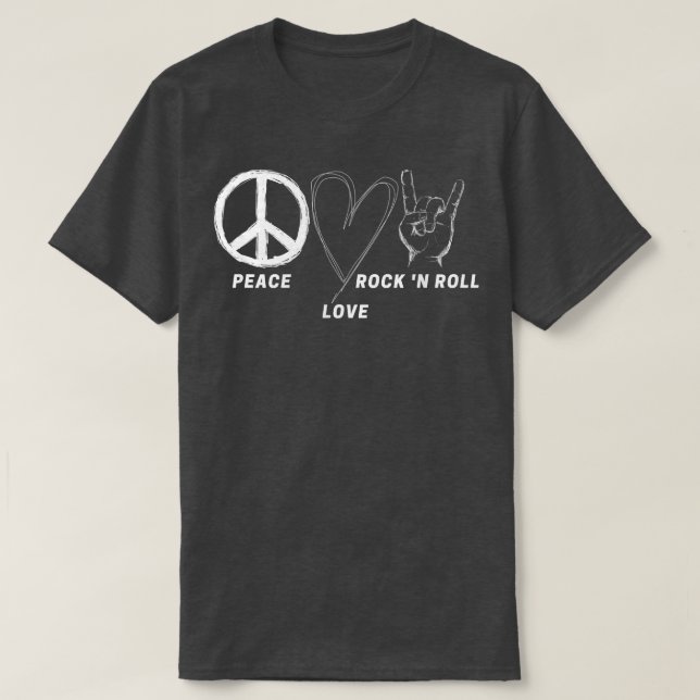 T-shirt Hippie les années 70 Peace Love Rock N Roll Cool B (Design devant)
