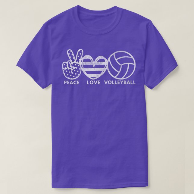 T-shirt Hippie les années 70 Peace Love Volleyball Peace S (Design devant)