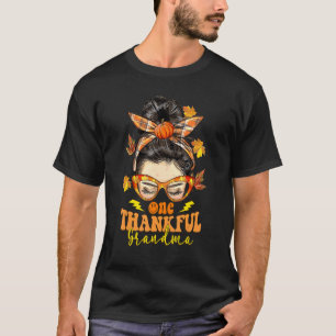 T-shirt Hippie Messy Bun One Merci grand-mère Citrouille A
