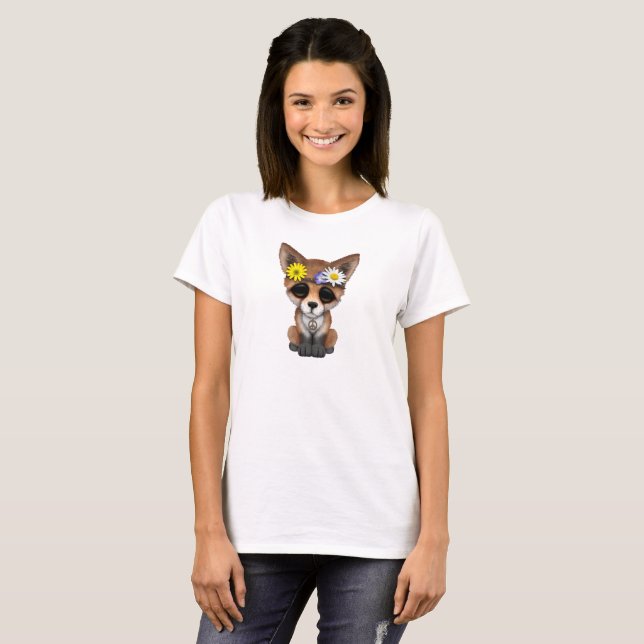 T-shirt Hippie mignonne de Fox de bébé (Devant entier)